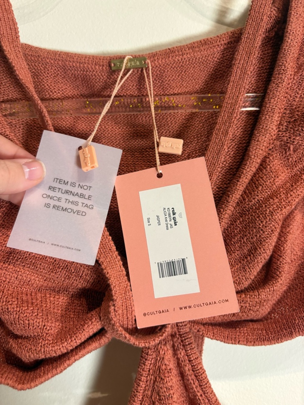 Cult Gaia NWT Alicia Cutout Knit Off-The-Shoulder Midi Dress in Jasper Small - Picture 12 of 16